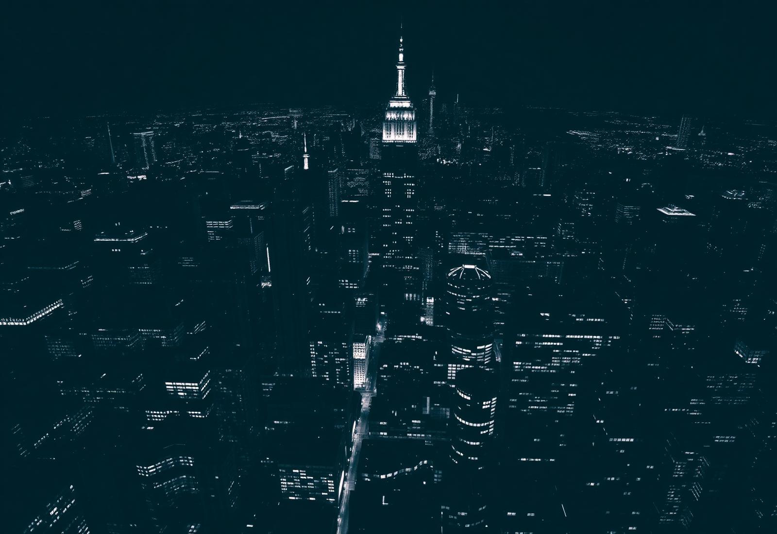 Aerial view of Manhattan at night